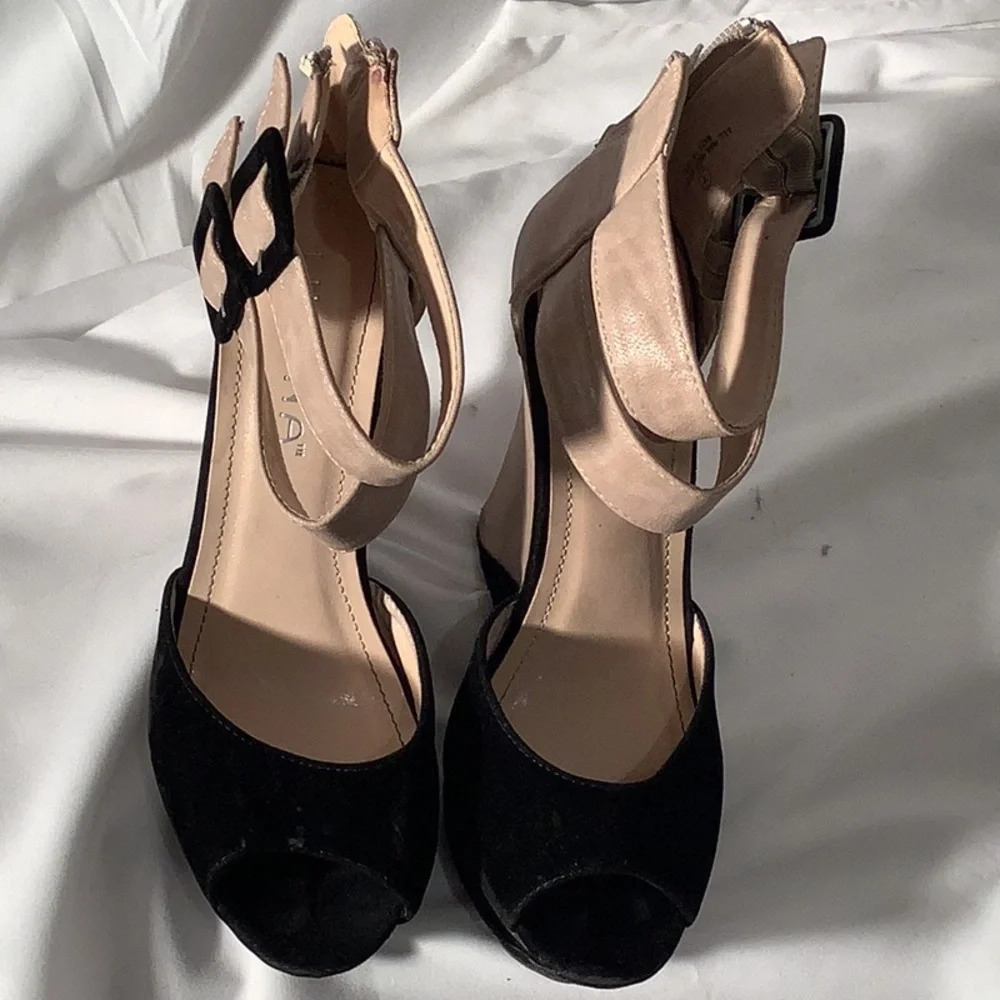 Liliana Wedge Heels. Size 7 In Original Box. Faux Suede. 5” Heel & 1.5” Toe Box